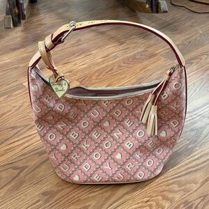 Dooney & Bourke Pink and Tan Monogram Hobo Bag
